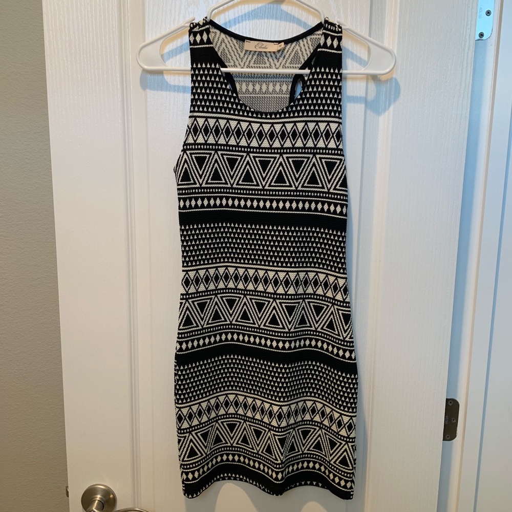 Elodie Black and White Geometric Mini Dress